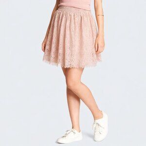 Xhilaration Womens Pink Lace Mini Skirt Nylon/Cotton Blend Size Medium